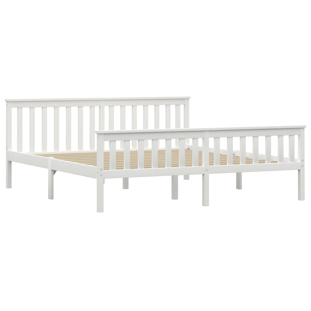 Cadre de lit sans matelas blanc bois massif de pin 180x200 cm - XIOS