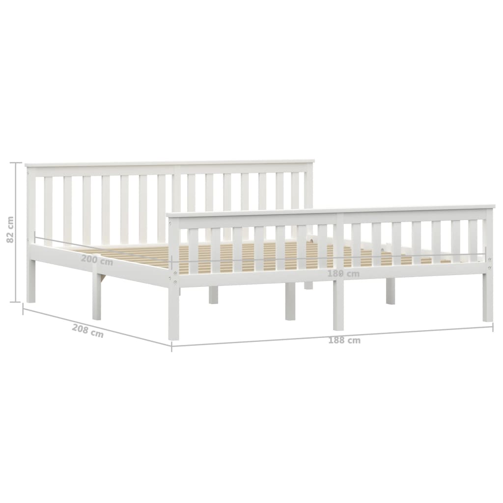Cadre de lit sans matelas blanc bois massif de pin 180x200 cm - XIOS
