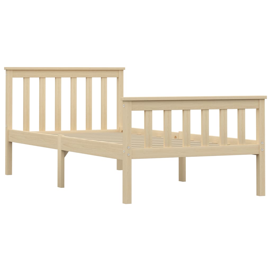 Cadre de lit sans matelas naturel bois massif de pin 100x200 cm - XIOS