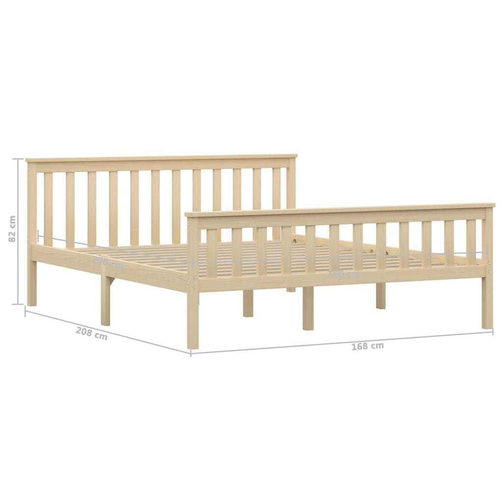 Cadre de lit sans matelas naturel bois massif de pin 160x200 cm - XIOS