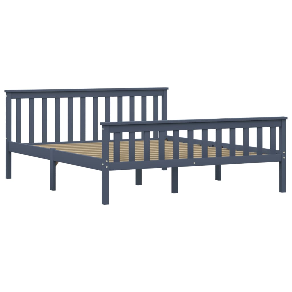 Cadre de lit sans matelas gris bois massif de pin 160x200 cm - XIOS