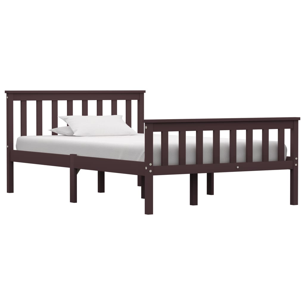 Cadre de lit sans matelas marron foncé pin massif 120x200 cm - XIOS