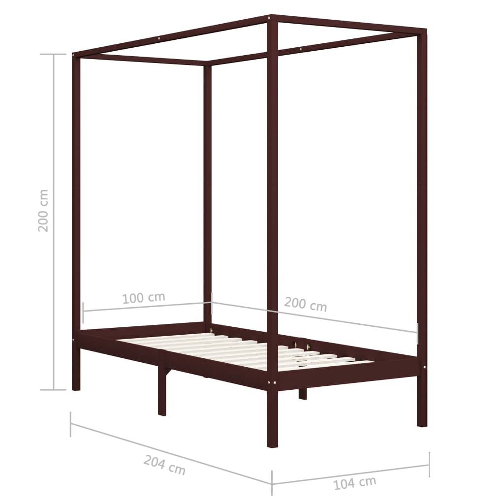 Cadre de lit à baldaquin sans matelas bois massif 100x200 cm - XIOS