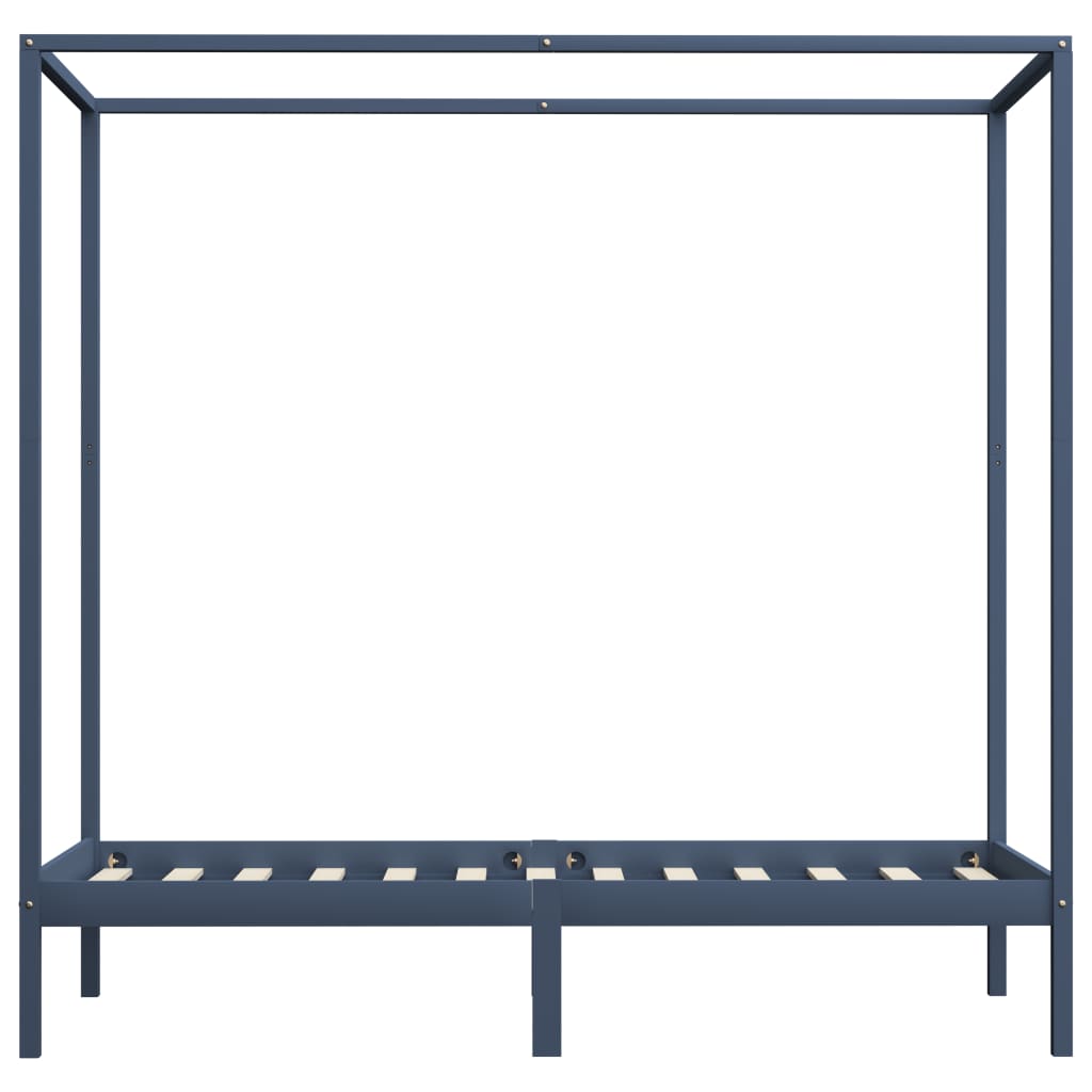 Cadre de lit à baldaquin sans matelas gris bois massif 90x200cm - XIOS