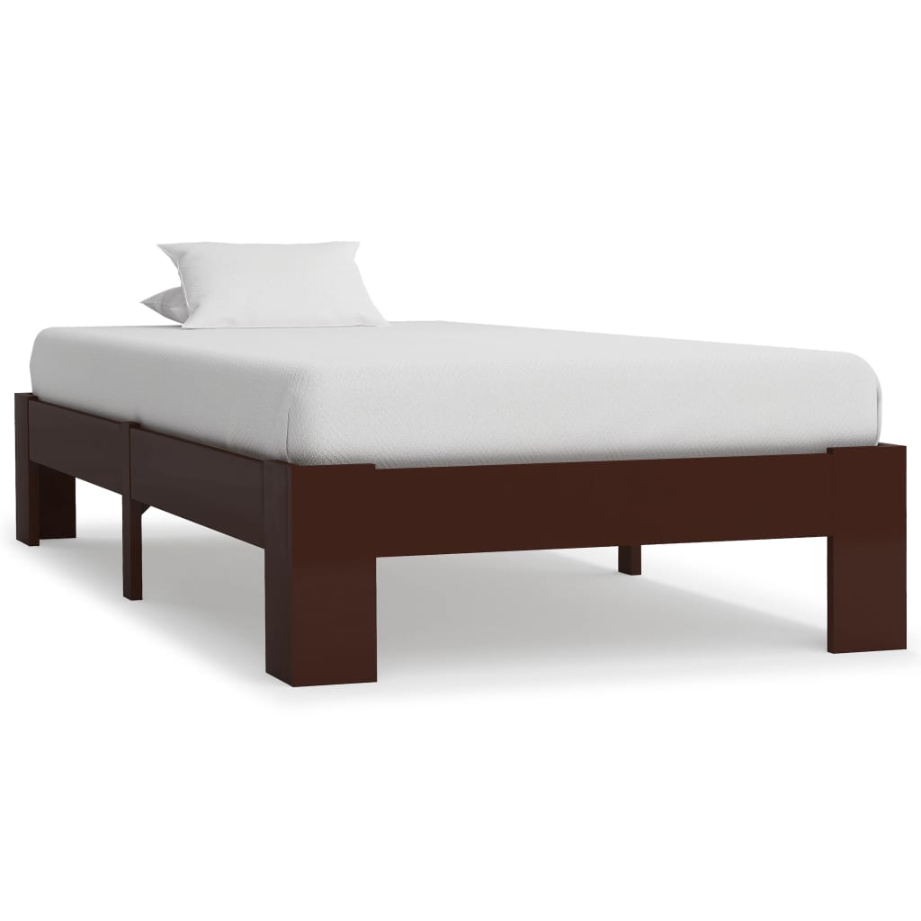 Cadre de lit sans matelas marron foncé bois pin massif 90x200cm - XIOS