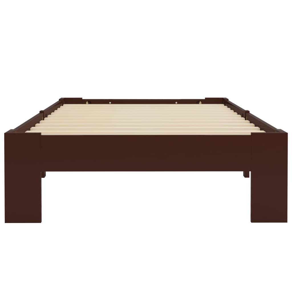 Cadre de lit sans matelas marron foncé bois pin massif 90x200cm - XIOS