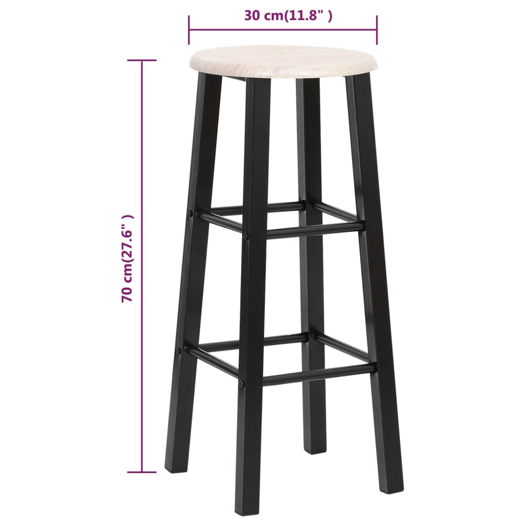 Tabourets de bar lot de 2 noir MDF - XIOS