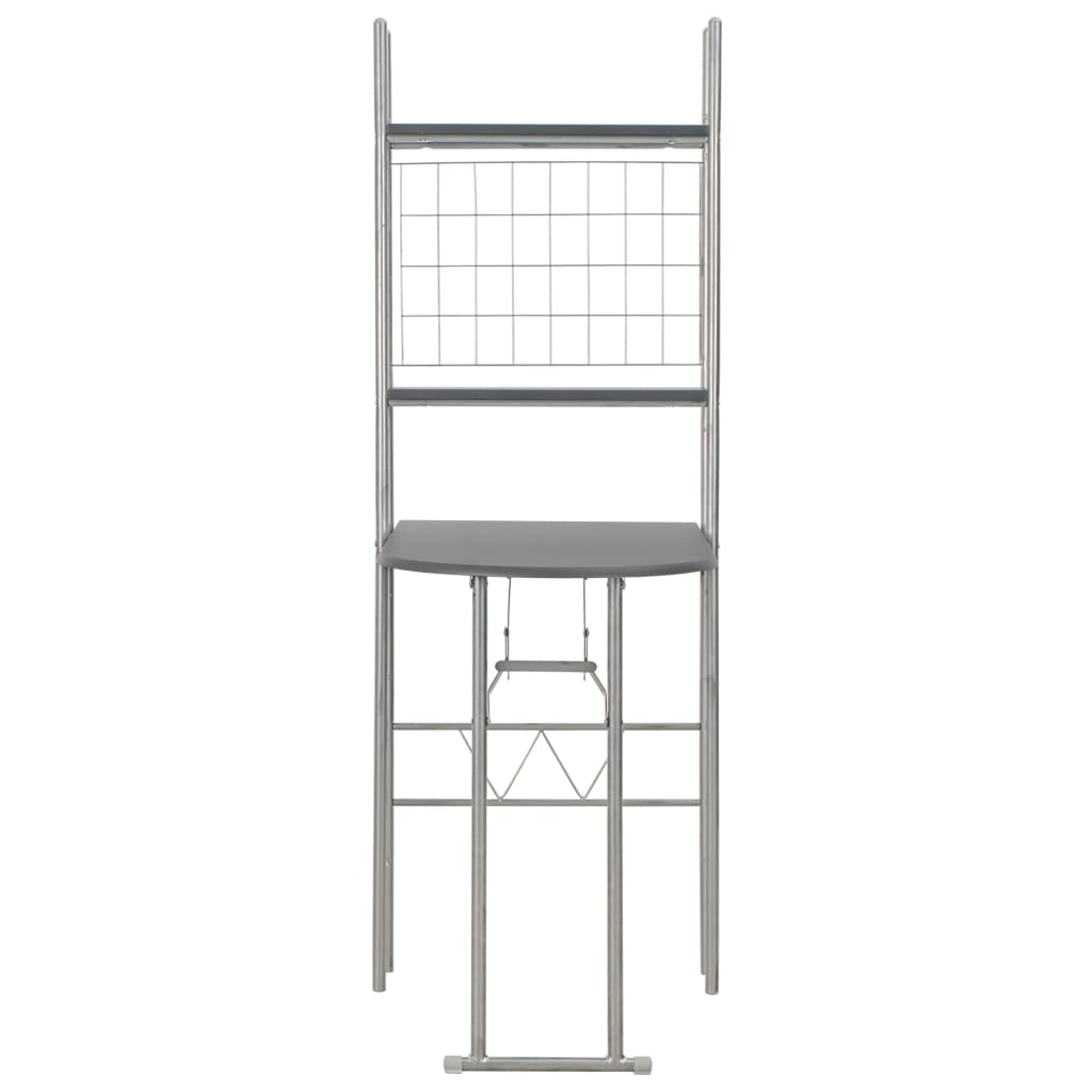 Ensemble à dîner pliant 3 pcs et étagère de rangement MDF acier - XIOS