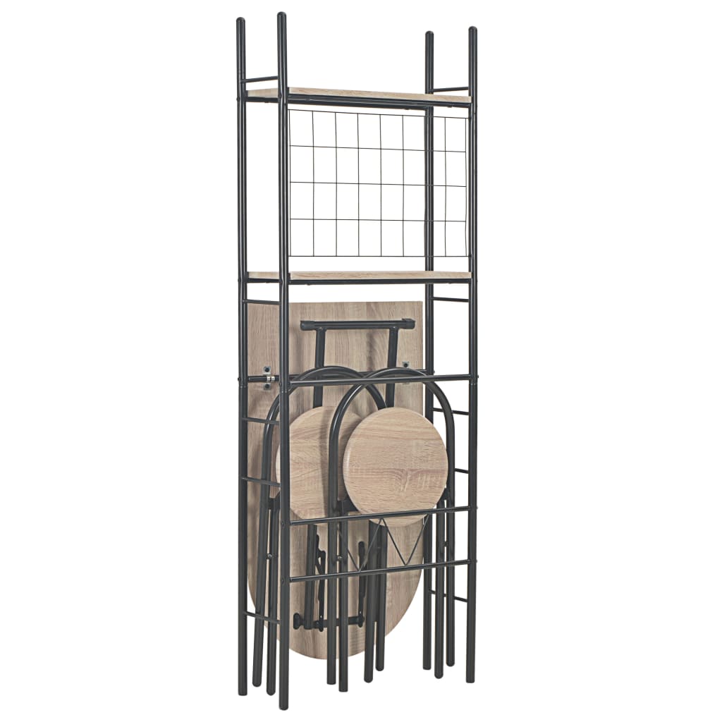 Ensemble à dîner pliant 3 pcs et étagère de rangement MDF acier - XIOS