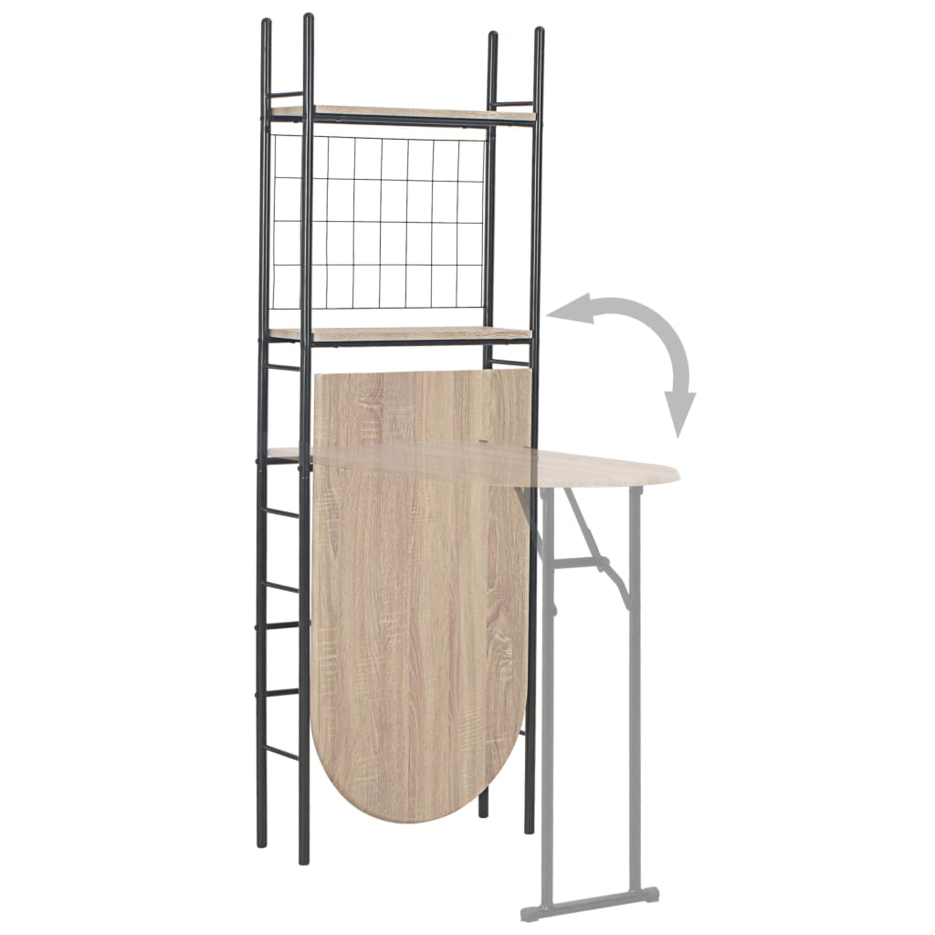 Ensemble à dîner pliant 3 pcs et étagère de rangement MDF acier - XIOS