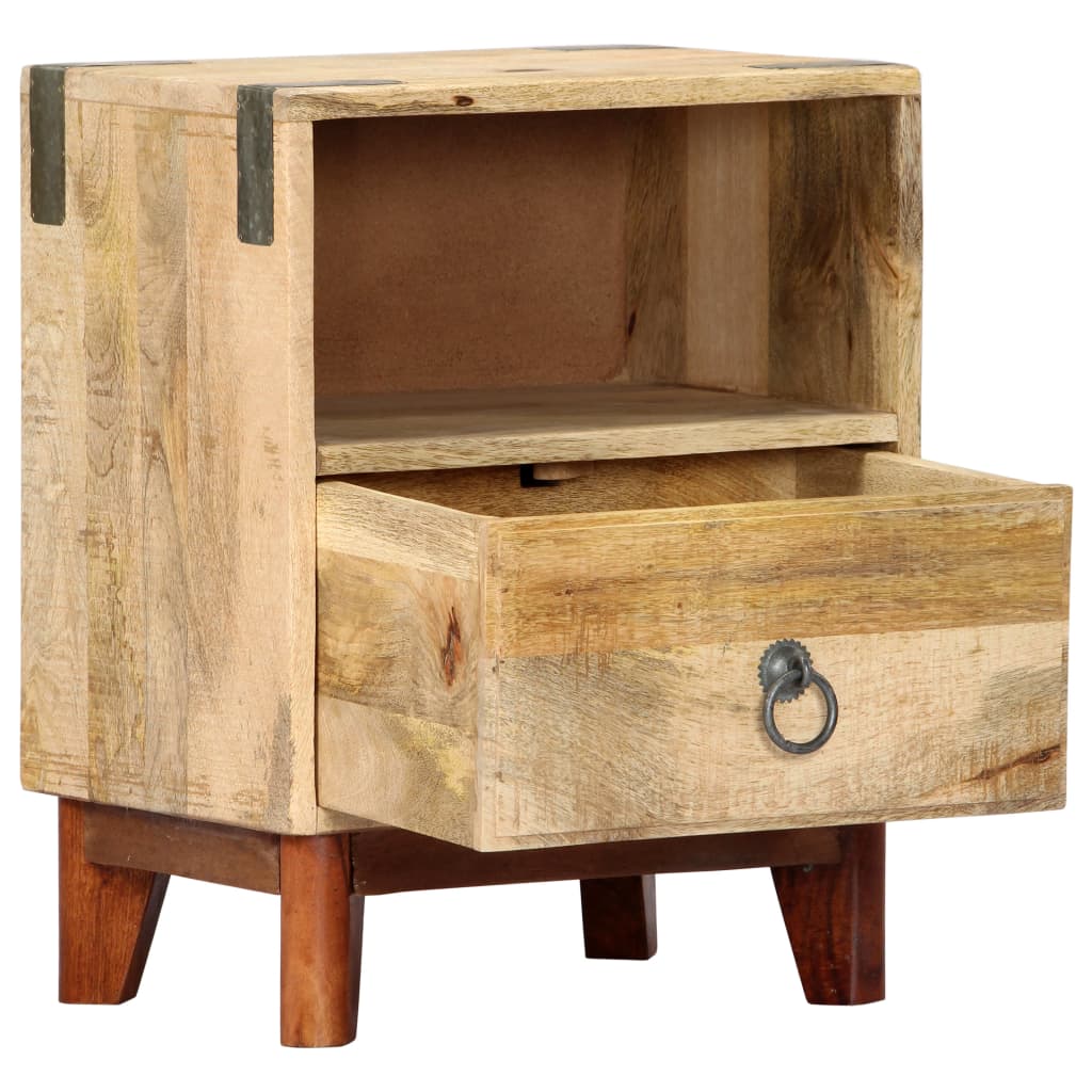 Table de chevet 40 x 30 x 52 cm Bois de manguier massif brut - XIOS