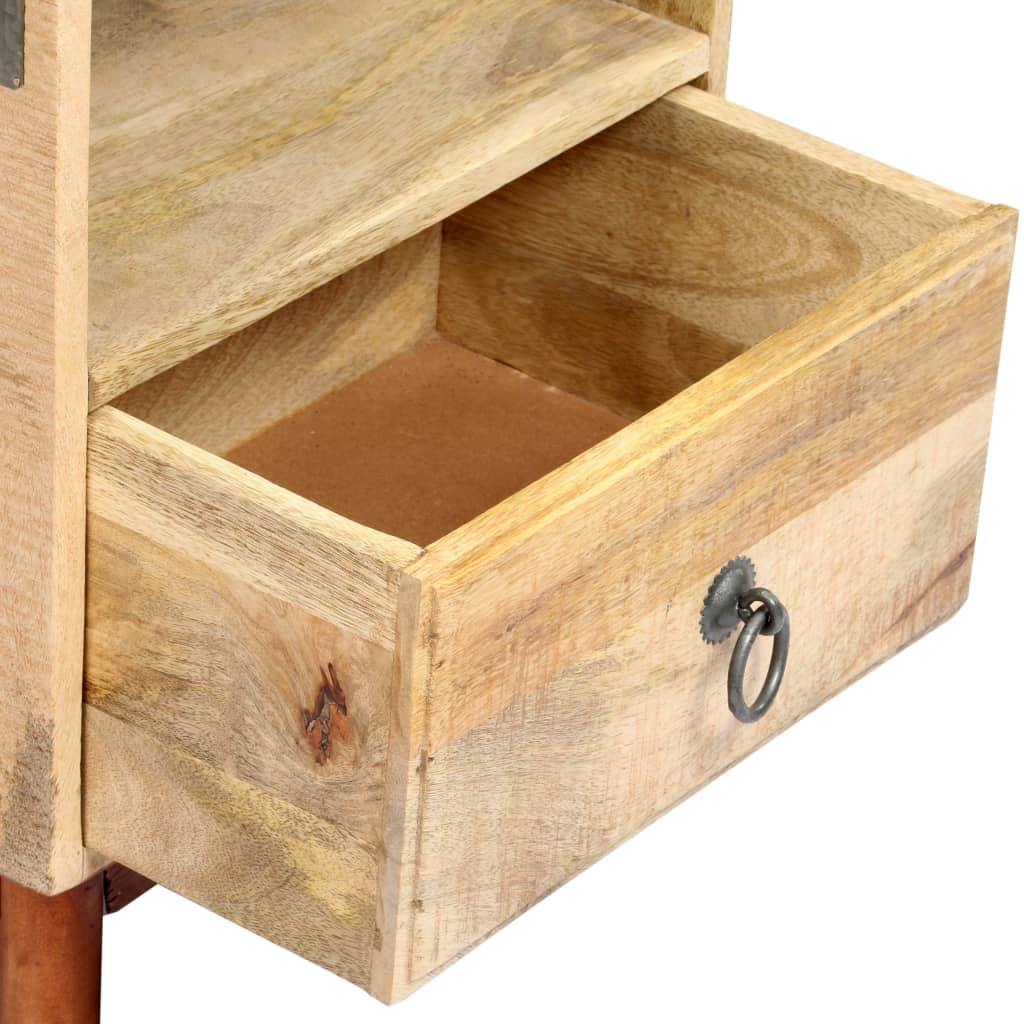 Table de chevet 40 x 30 x 52 cm Bois de manguier massif brut - XIOS