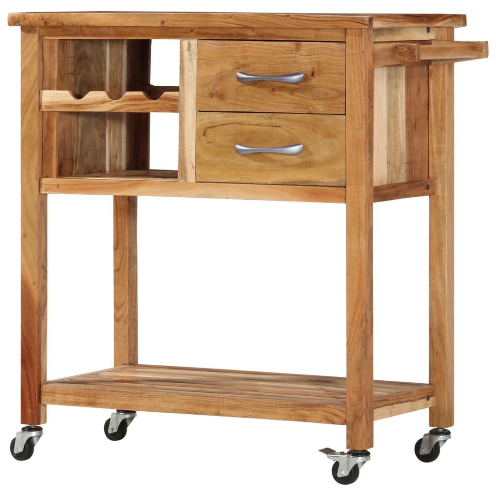 Chariot de cuisine 80x45x91 cm Bois d'acacia massif