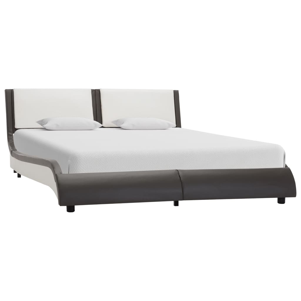 Cadre de lit avec LED sans matelas Gris et blanc 120 x 190 cm - XIOS