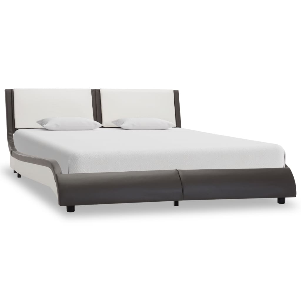 Cadre de lit avec LED sans matelas Gris et blanc 120 x 190 cm - XIOS