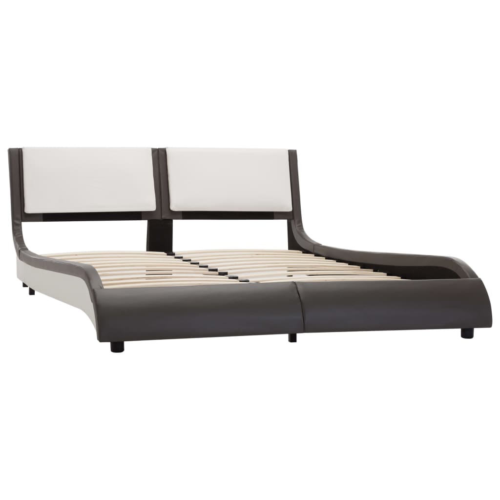Cadre de lit avec LED sans matelas Gris et blanc 120 x 190 cm - XIOS