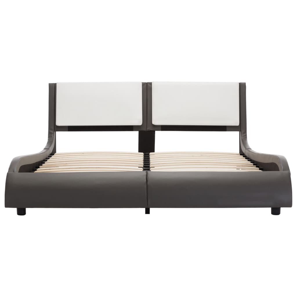 Cadre de lit avec LED sans matelas Gris et blanc 120 x 190 cm - XIOS