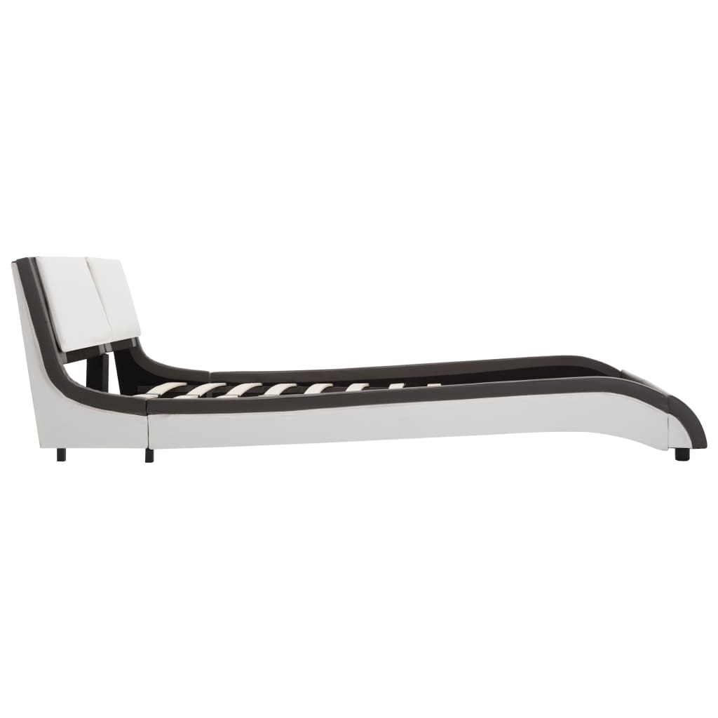 Cadre de lit avec LED sans matelas Gris et blanc 120 x 190 cm - XIOS