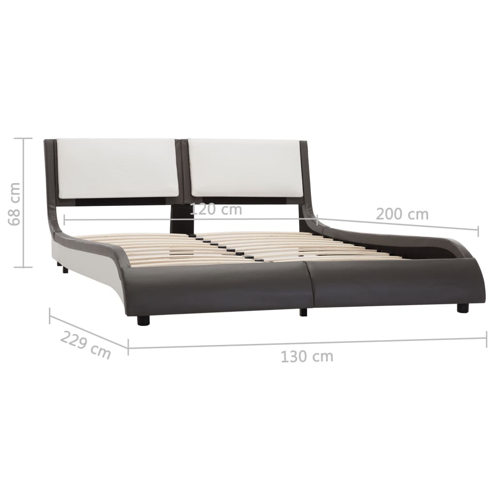 Cadre de lit avec LED sans matelas Gris et blanc 120 x 190 cm - XIOS