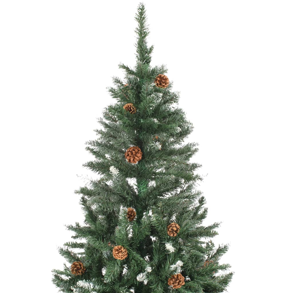 Sapin de Noël avec pommes de pin et paillettes blanches 210 cm - XIOS