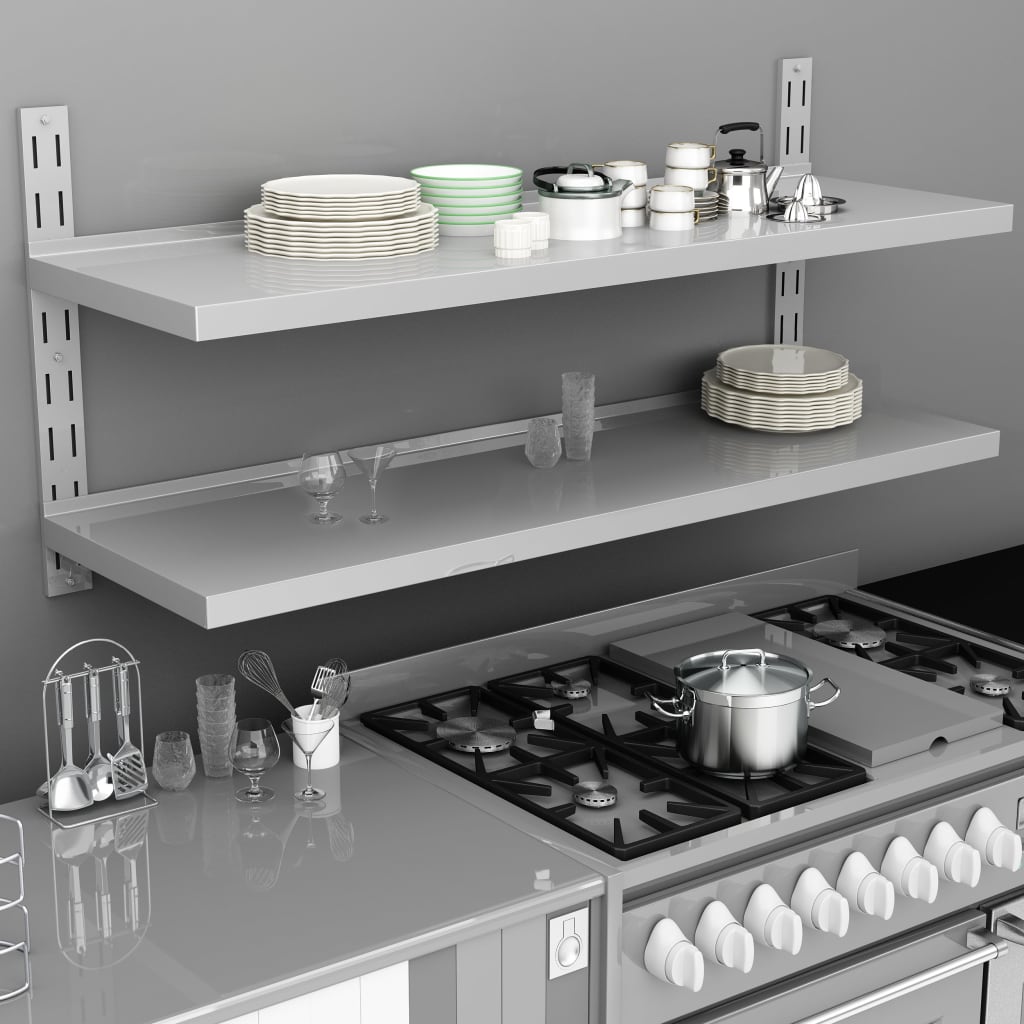 Étagère murale à 2 niveaux Acier inoxydable 150x30 cm - XIOS