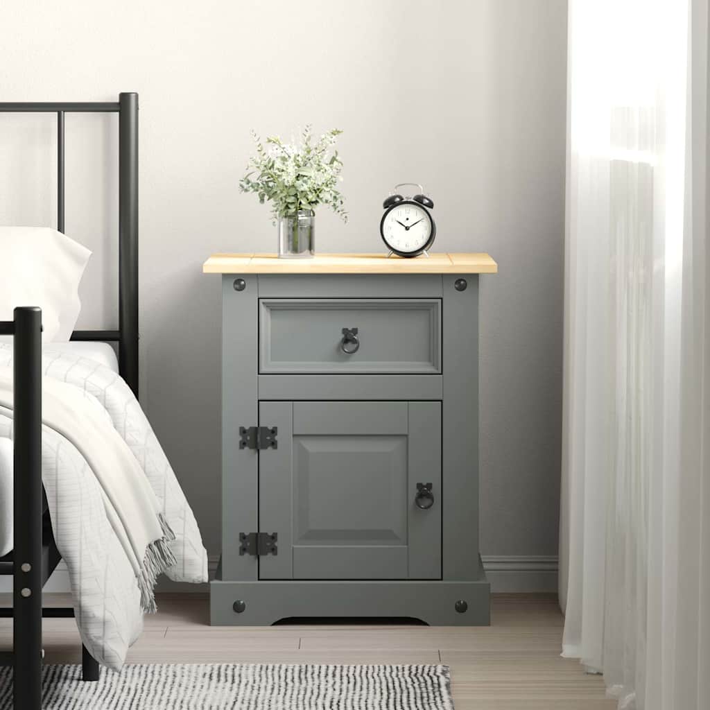 Table de chevet Gamme Corona pin mexicain Gris 53x39x67 cm - XIOS