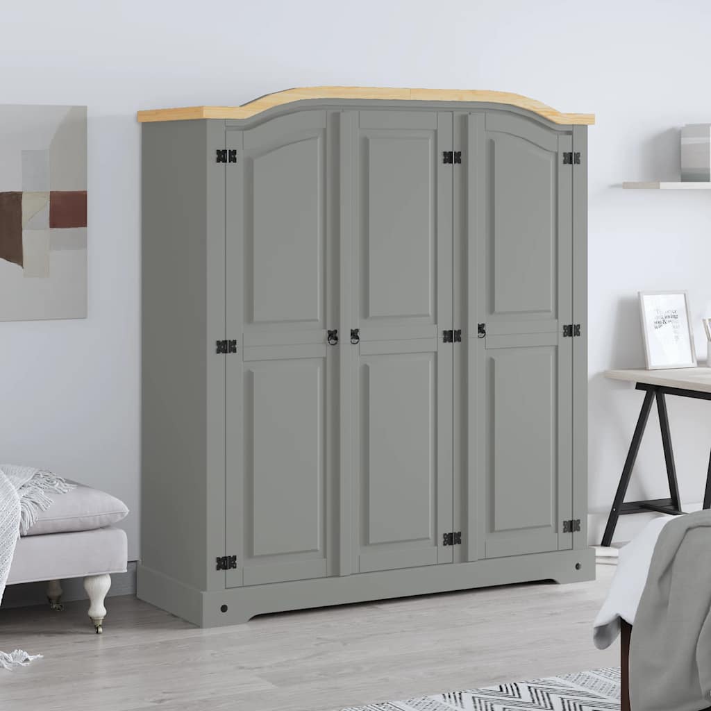 Garde-robe avec 3 portes Gamme Corona pin mexicain Gris - XIOS