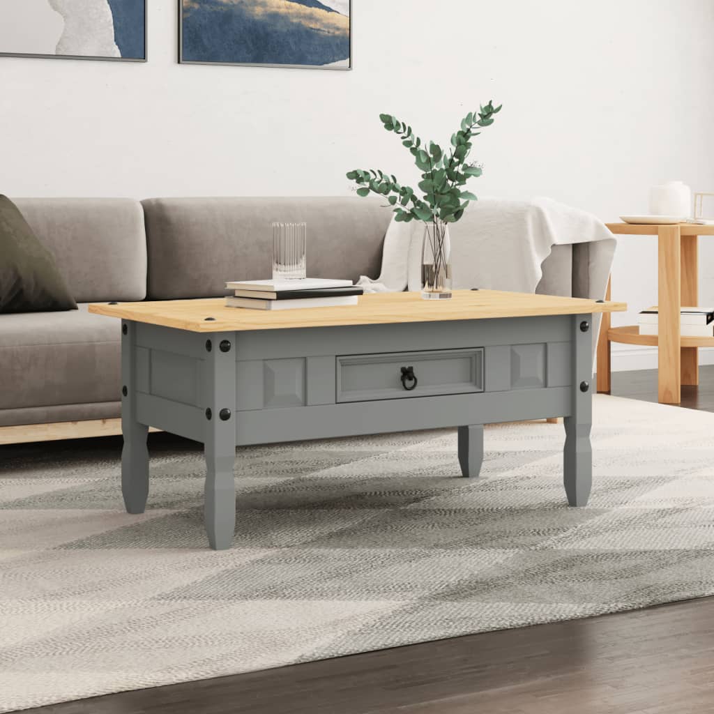 Table basse Pin mexicain Gamme Corona Gris 100x55x44 cm - XIOS