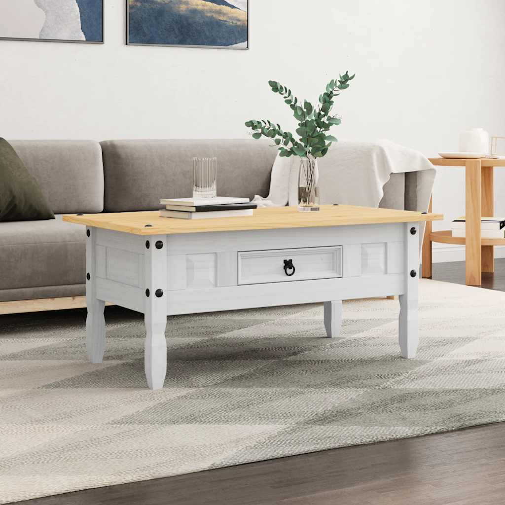 Table basse Pin mexicain Gamme Corona Blanc 100x55x44 cm - XIOS