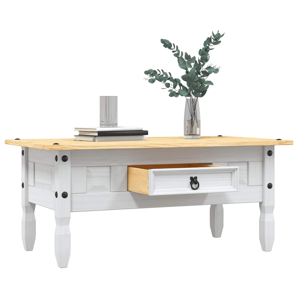 Table basse Pin mexicain Gamme Corona Blanc 100x55x44 cm - XIOS