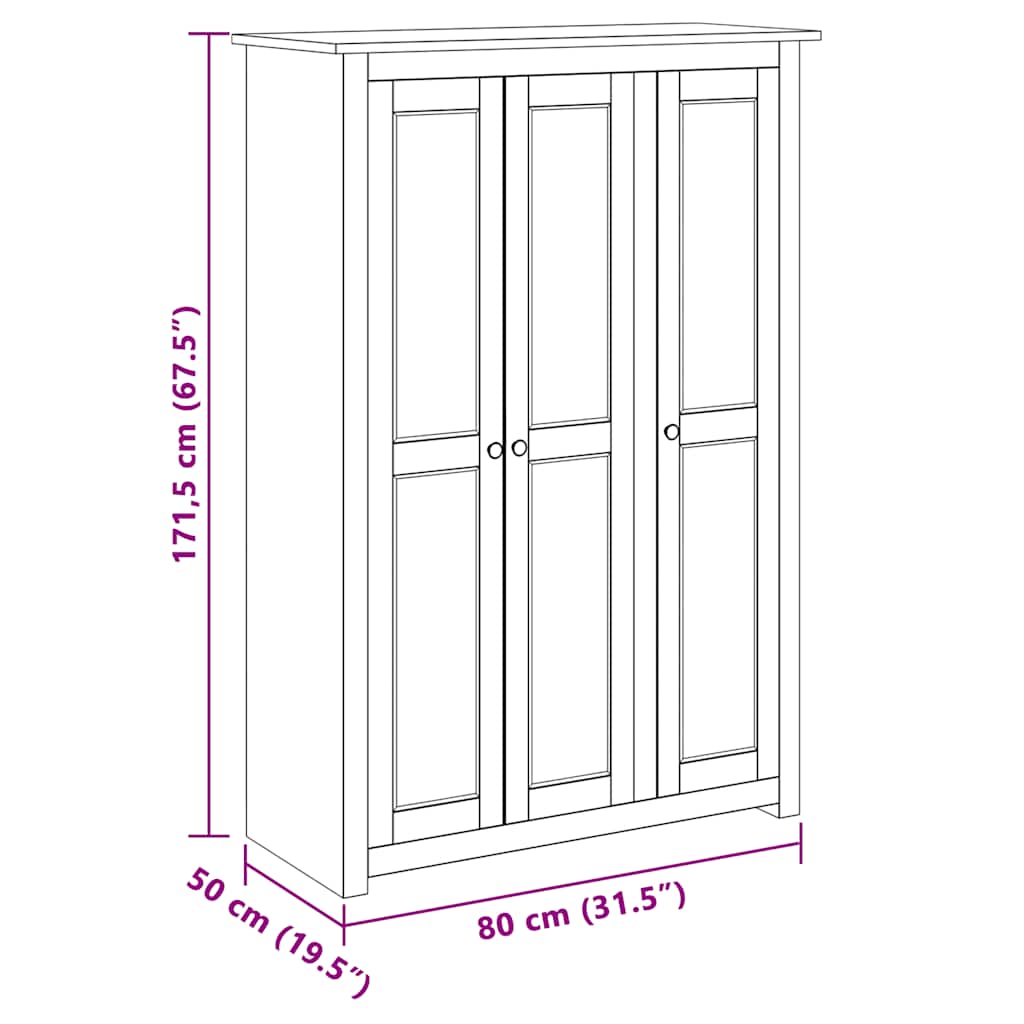 Garde-robe à 3 portes 118x50x171,5 cm Pin Assortiment Panama - XIOS