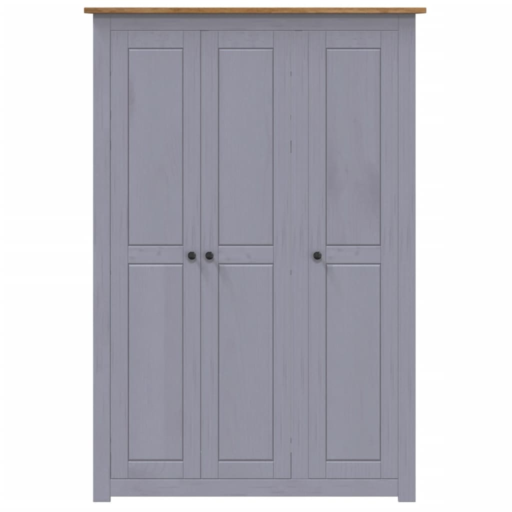 Garde-robe 3 portes Gris 118x50x171,5 cm Pin Assortiment Panama - XIOS