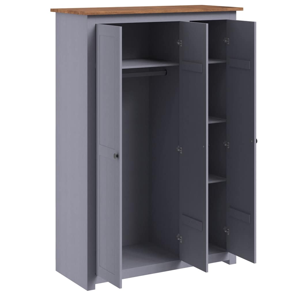 Garde-robe 3 portes Gris 118x50x171,5 cm Pin Assortiment Panama - XIOS