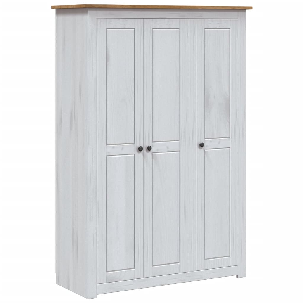 Garde-robe 3 portes Blanc 118x50x171,5cm Pin Assortiment Panama - XIOS