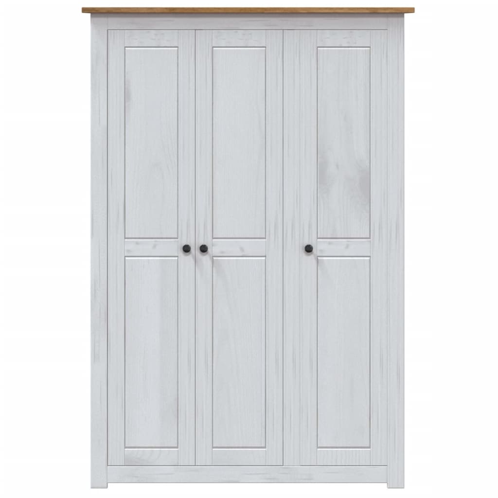 Garde-robe 3 portes Blanc 118x50x171,5cm Pin Assortiment Panama - XIOS