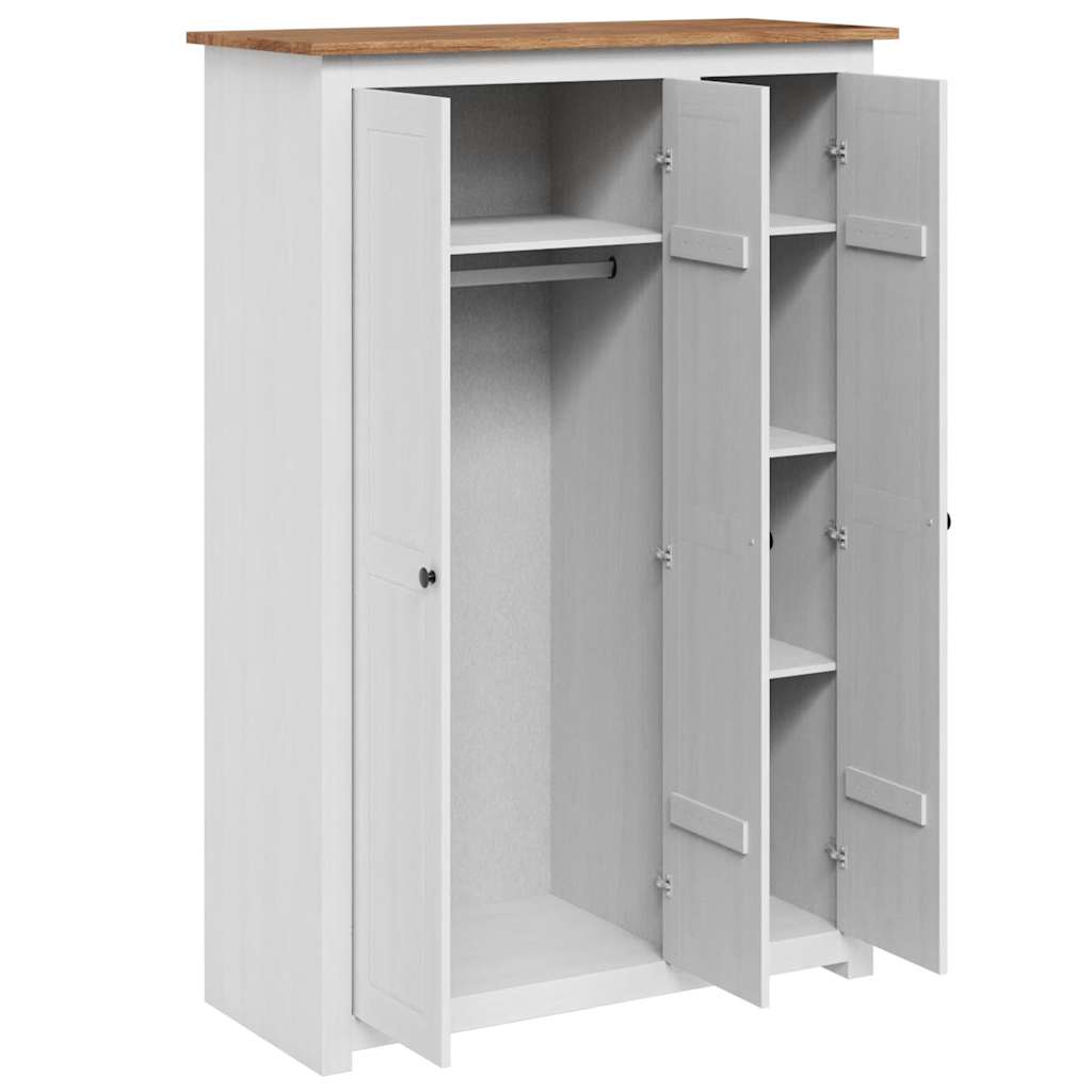 Garde-robe 3 portes Blanc 118x50x171,5cm Pin Assortiment Panama - XIOS