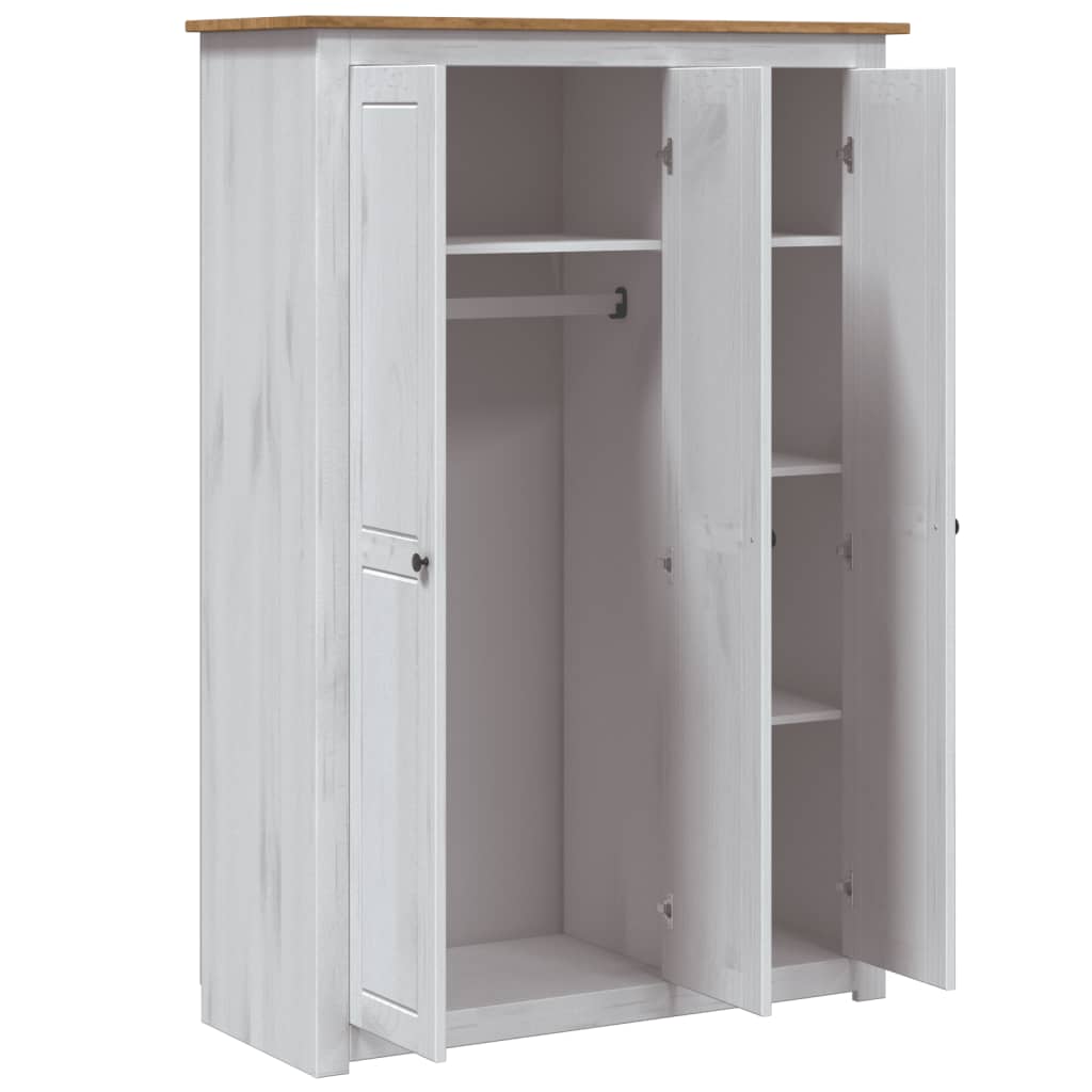 Garde-robe 3 portes Blanc 118x50x171,5cm Pin Assortiment Panama - XIOS