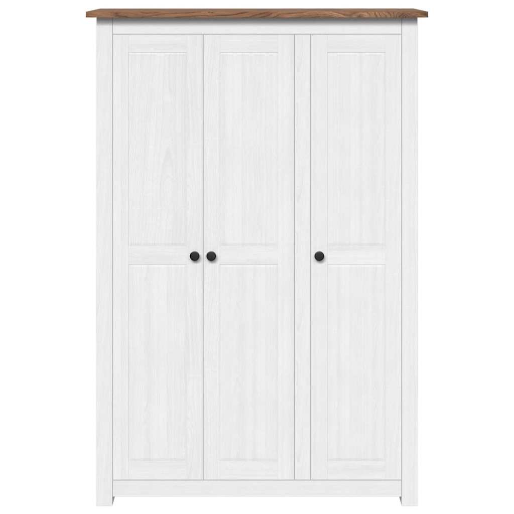 Garde-robe 3 portes Blanc 118x50x171,5cm Pin Assortiment Panama - XIOS