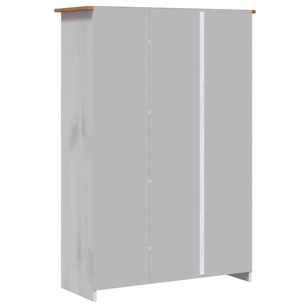 Garde-robe 3 portes Blanc 118x50x171,5cm Pin Assortiment Panama - XIOS