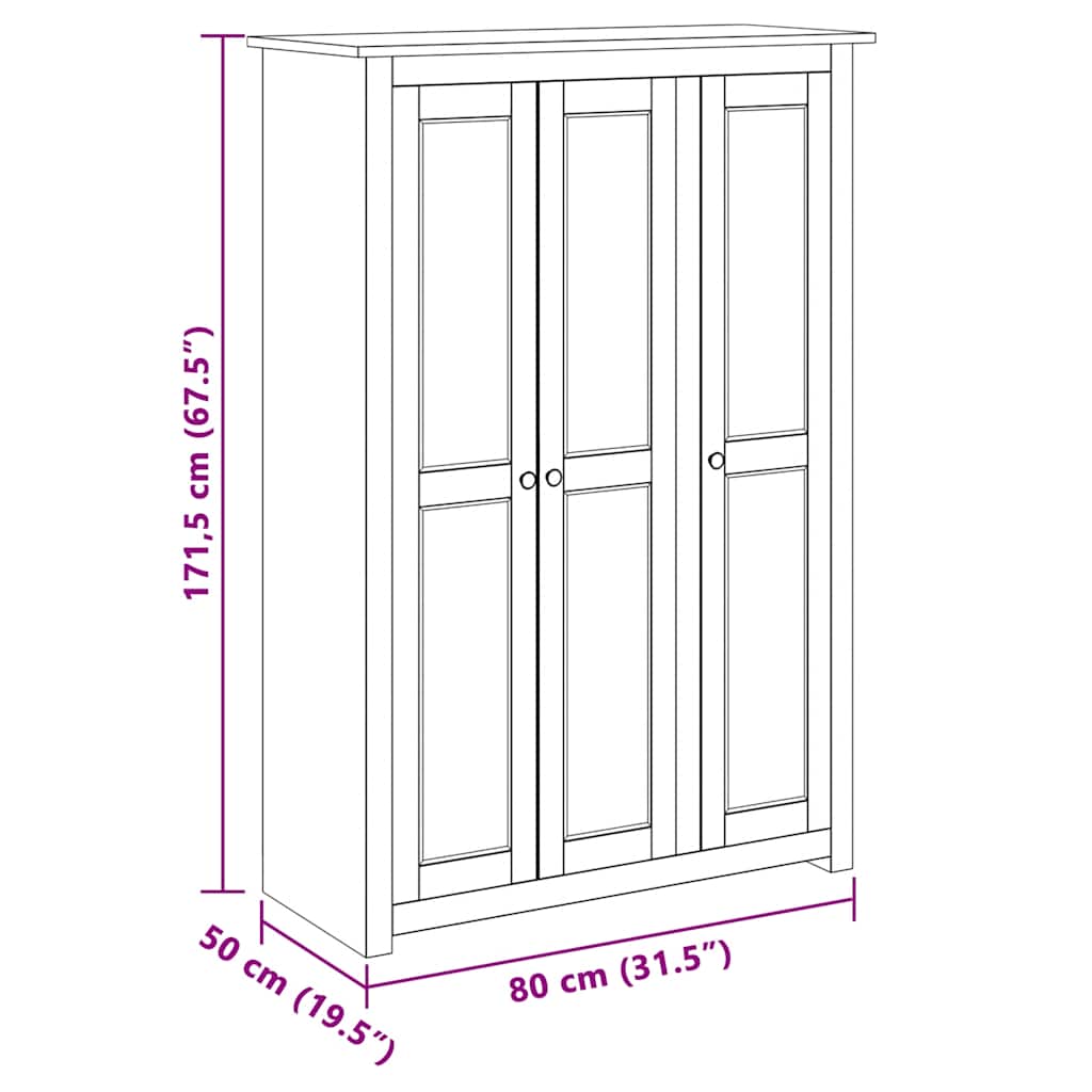 Garde-robe 3 portes Blanc 118x50x171,5cm Pin Assortiment Panama - XIOS