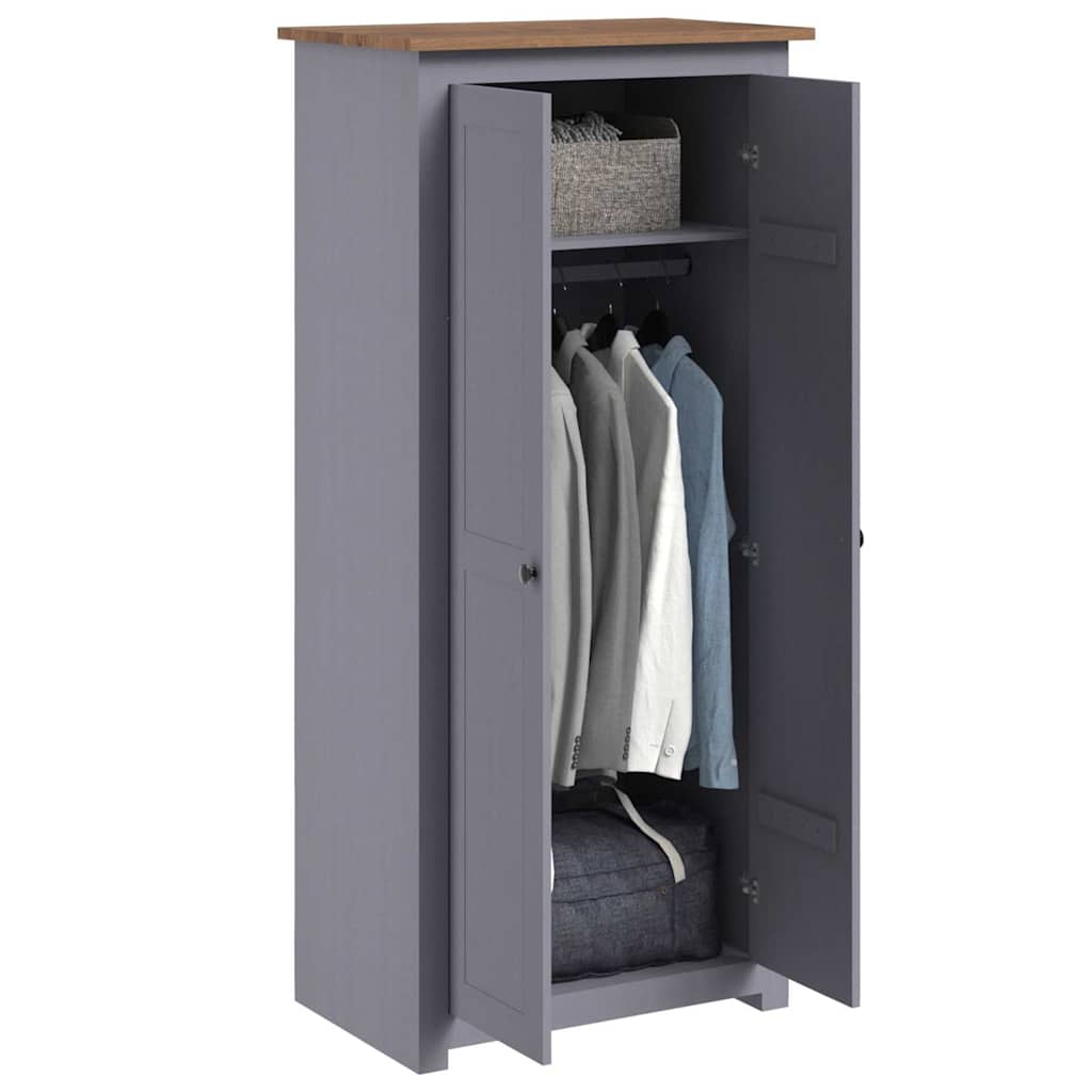 Garde-robe Gris 80x50x171,5 cm Pin massif Assortiment Panama - XIOS