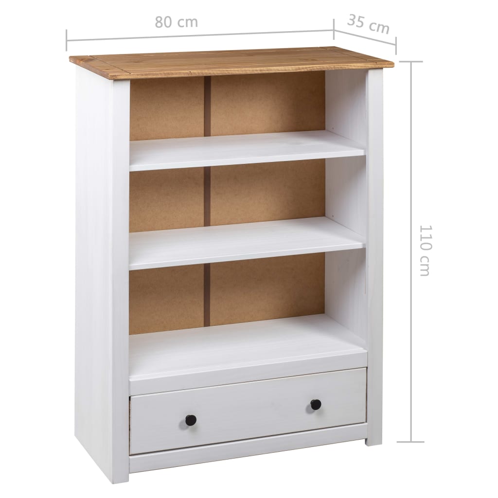 Bibliothèque Blanc 80x35x110 cm Pin massif Assortiment Panama - XIOS