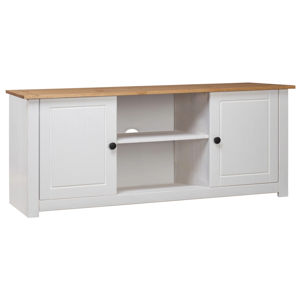 Meuble TV Blanc 120x40x50 cm Bois de pin massif Gamme Panama - XIOS
