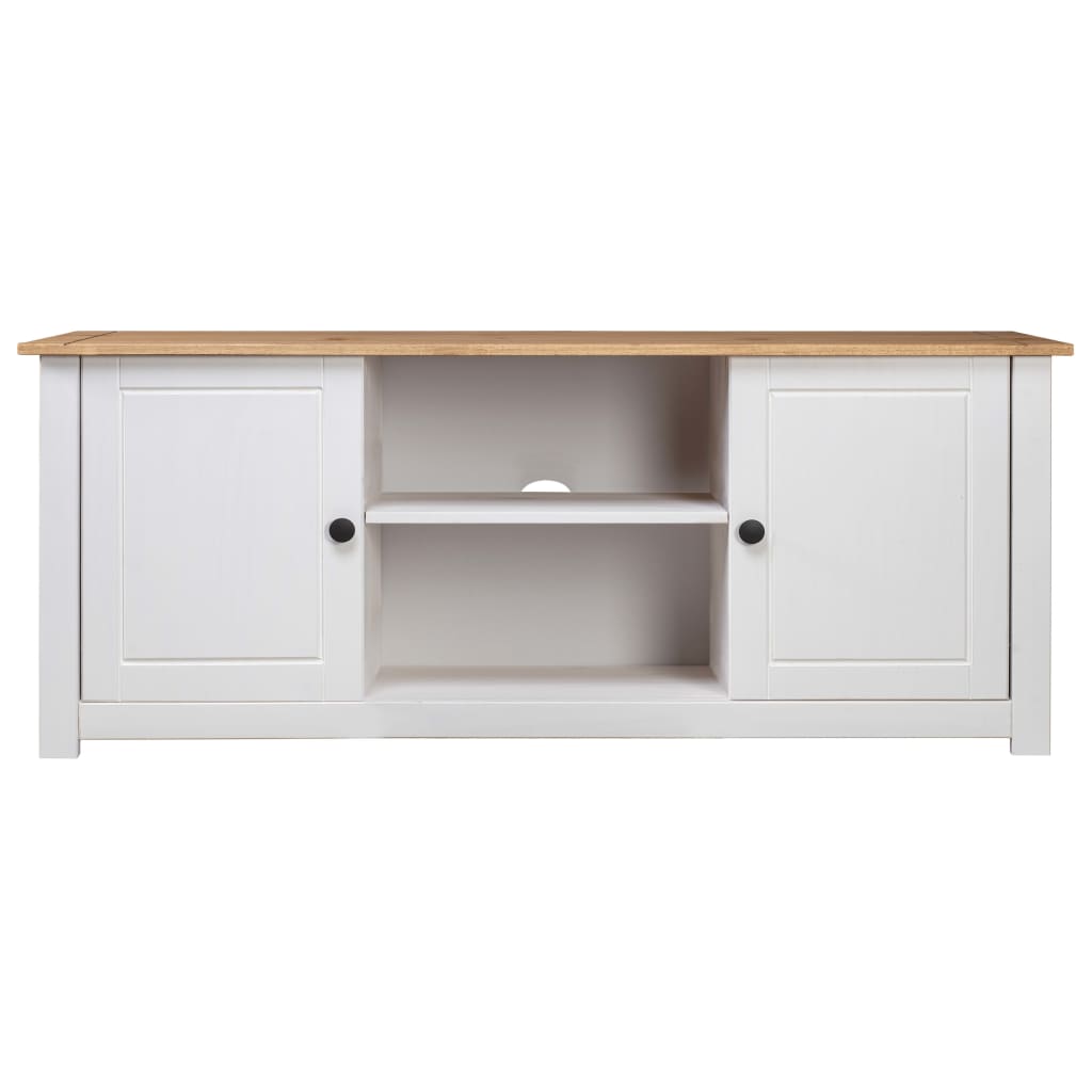 Meuble TV Blanc 120x40x50 cm Bois de pin massif Gamme Panama - XIOS