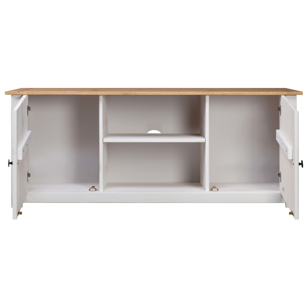 Meuble TV Blanc 120x40x50 cm Bois de pin massif Gamme Panama - XIOS