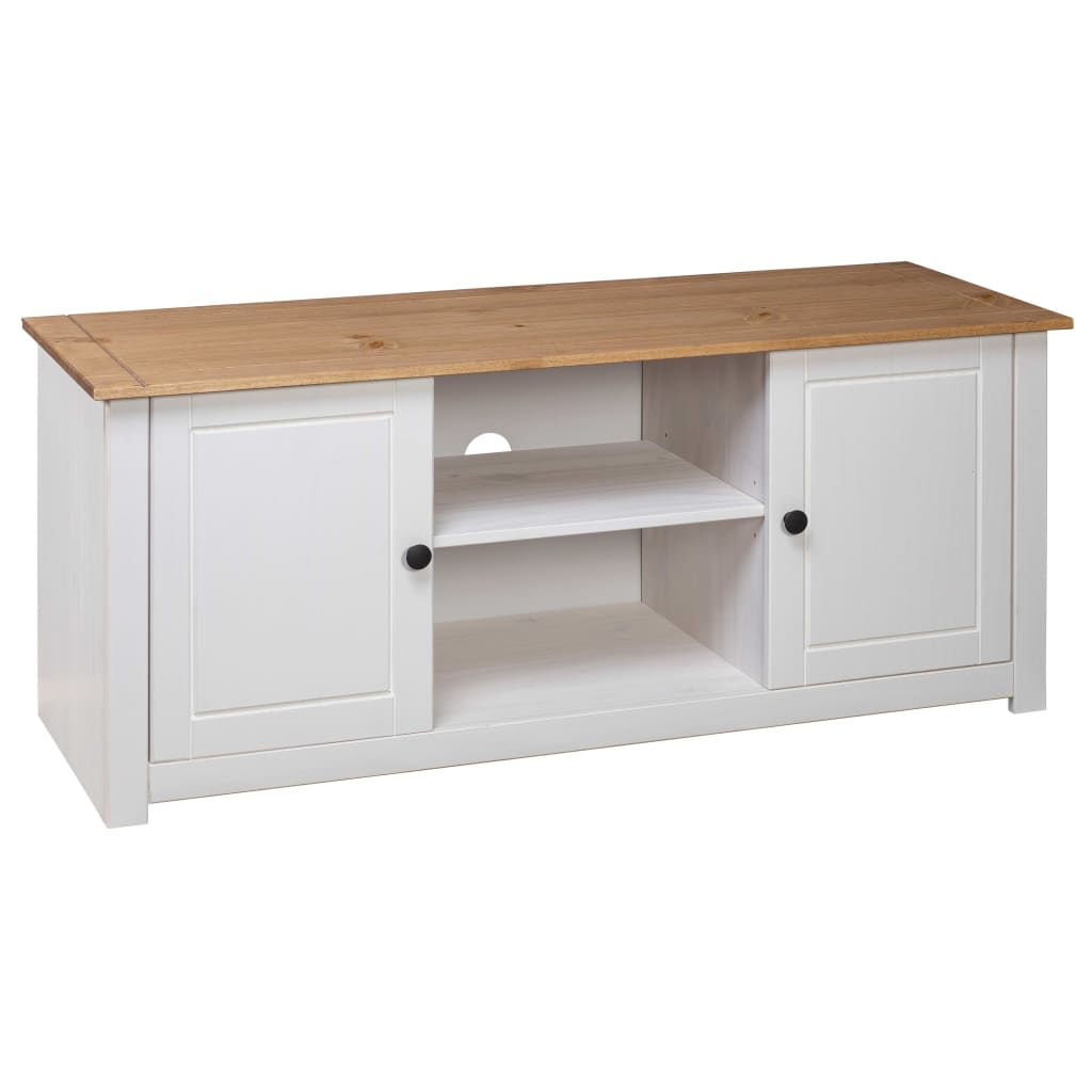 Meuble TV Blanc 120x40x50 cm Bois de pin massif Gamme Panama - XIOS