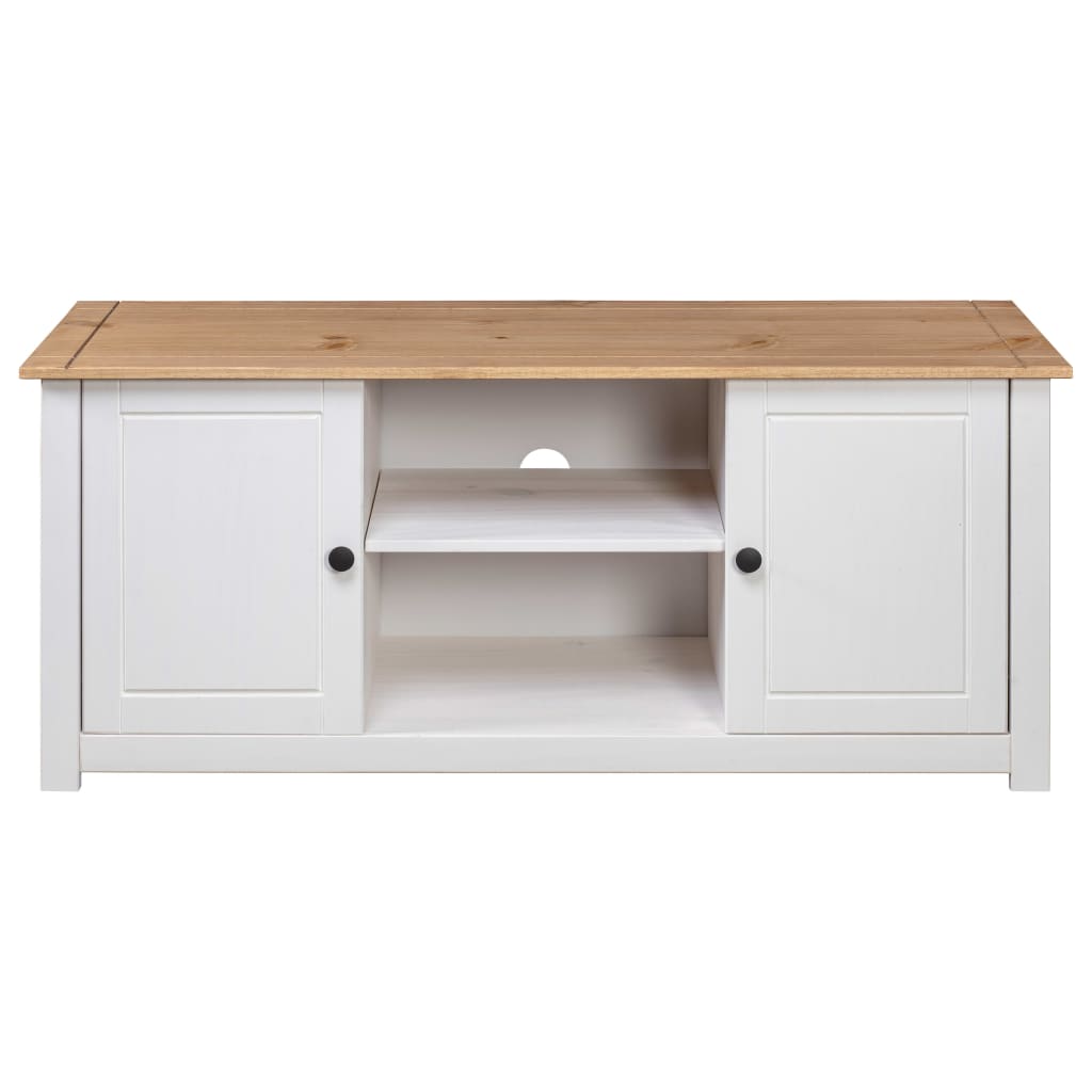 Meuble TV Blanc 120x40x50 cm Bois de pin massif Gamme Panama - XIOS