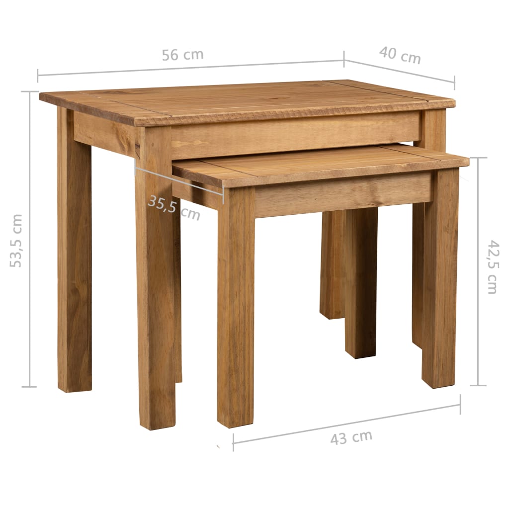 Tables gigognes 2 pcs Bois de pin massif Assortiment Panama - XIOS