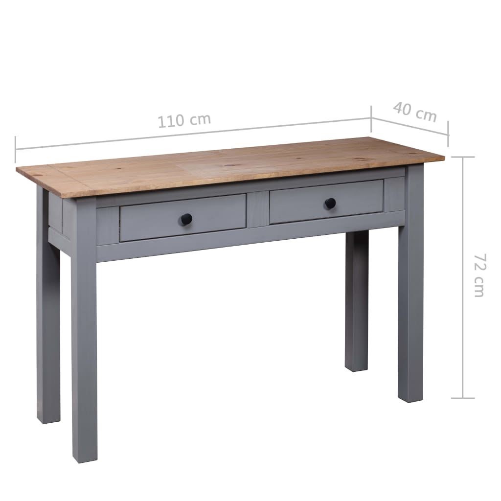 Table console Gris 110x40x72 cm Pin solide Gamme Panama - XIOS