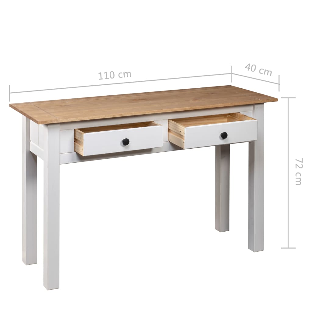Table console Blanc 110x40x72 cm Pin solide Gamme Panama - XIOS